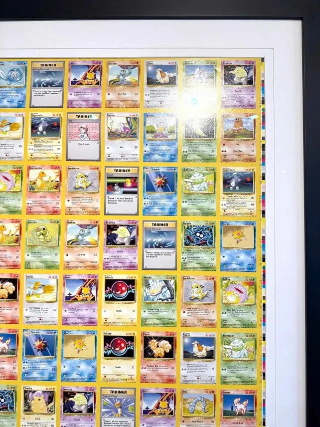 Pokemon Base Set Uncut Sheet Form 7 (Pikachu + other commons) FRAMED
