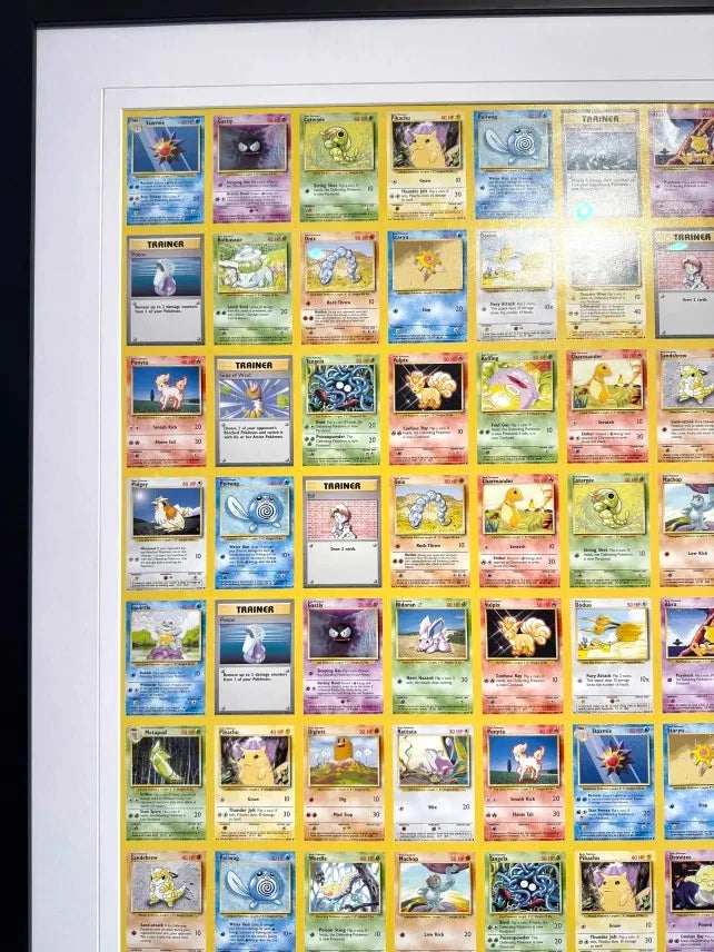 Pokemon Base Set Uncut Sheet Form 7 (Pikachu + other commons) FRAMED