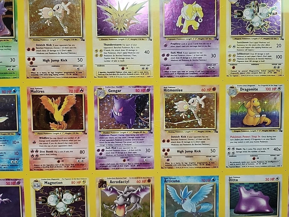Pokemon WOTC Fossil Holo Rare Uncut Sheet Glass Framed