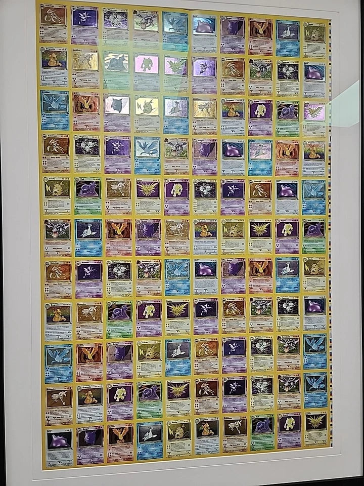 Pokemon WOTC Fossil Holo Rare Uncut Sheet Glass Framed