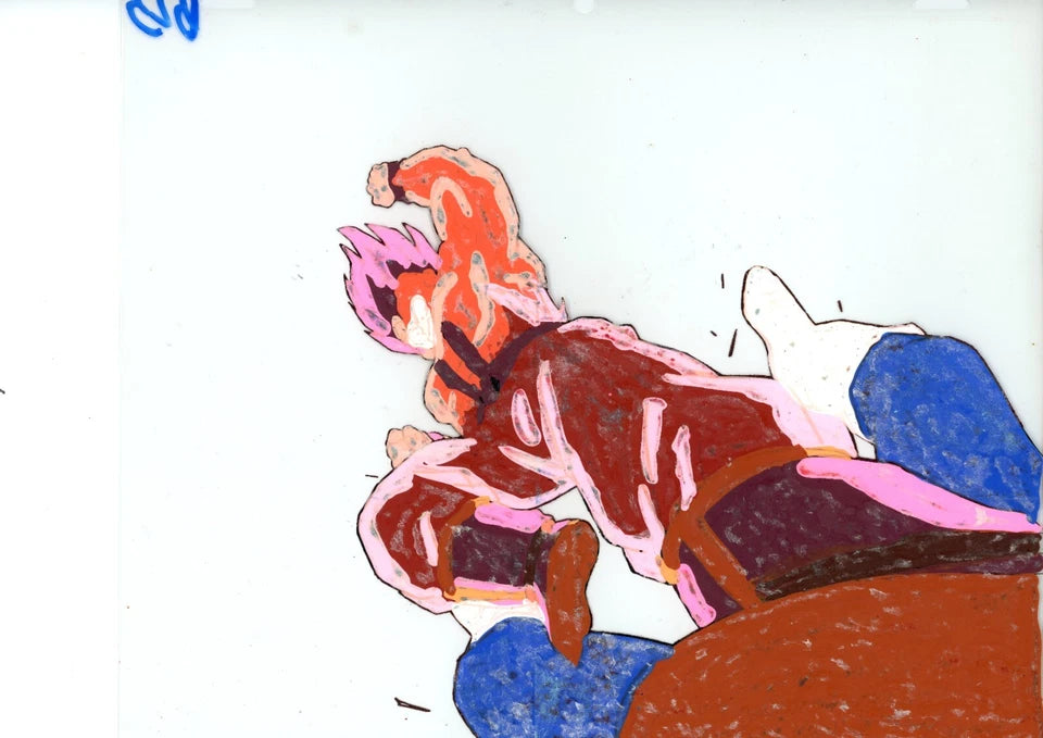 DRAGON BALL Z Goku Vs. Vegeta Production Cel B23 W/ Painted Background S1 Ep31