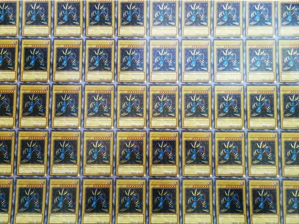 Yugioh Misprint LOB Tri Horned Dragon uncut sheet 1st edition (EN and IT) Framed