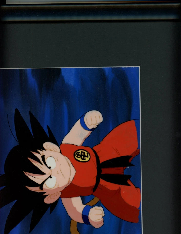 DRAGON BALL S3 Ep #75 Goku Cel w/ MATCHING BACKGROUND w/ Douga Framed Art Glass
