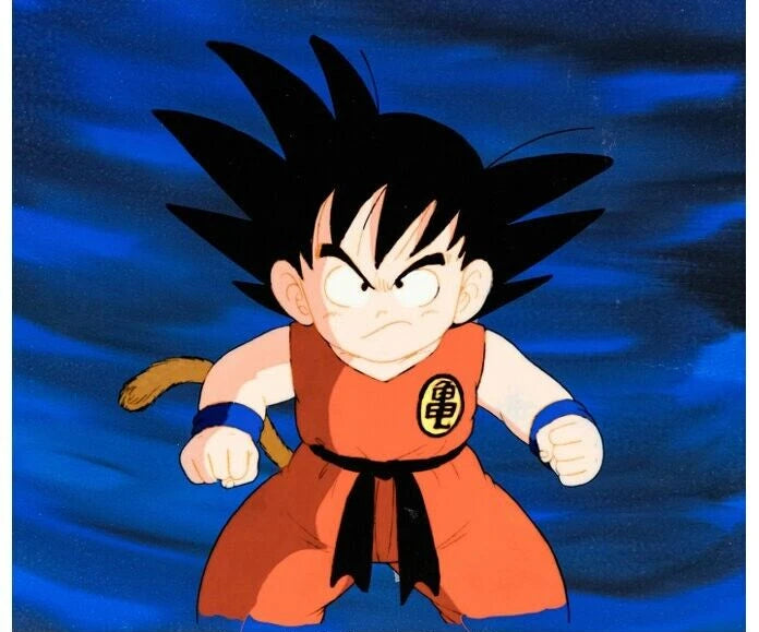DRAGON BALL S3 Ep #75 Goku Cel w/ MATCHING BACKGROUND w/ Douga Framed Art Glass