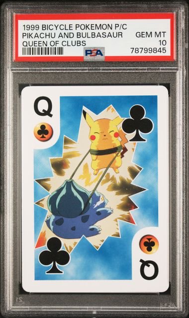 POKEMON Pikachu and Bulbasaur Queen Clubs 1999 Bicycle PSA 10